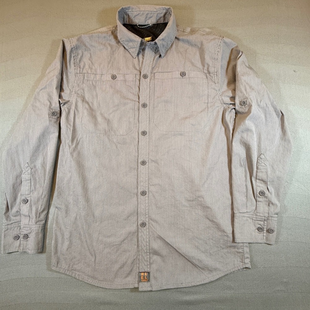 Reel Legends Performance Outfitters Shirt Mens Small Grey Check Shirt 2388